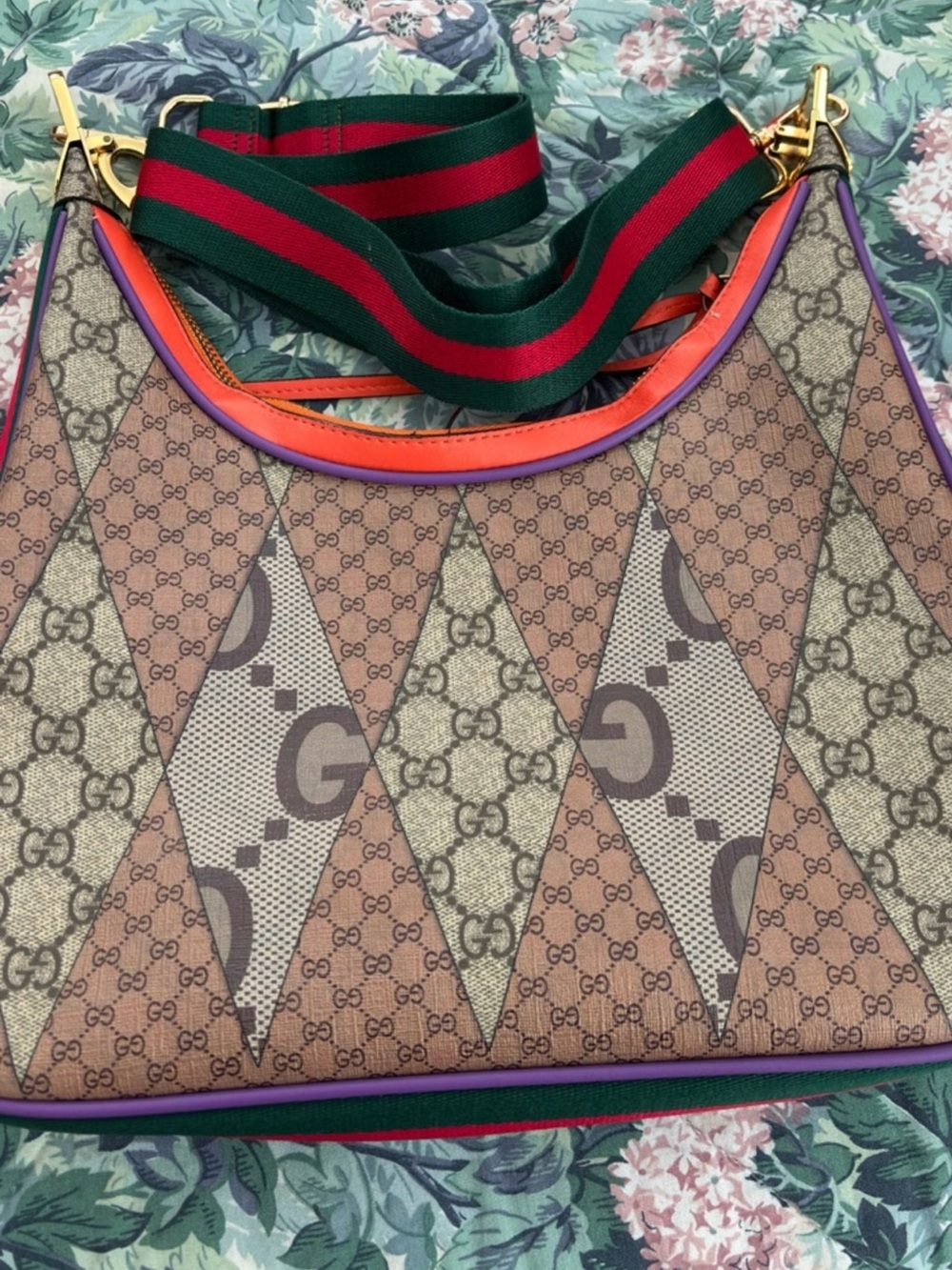 GG Canvas Tote with Multicolor Trim and Web Strap